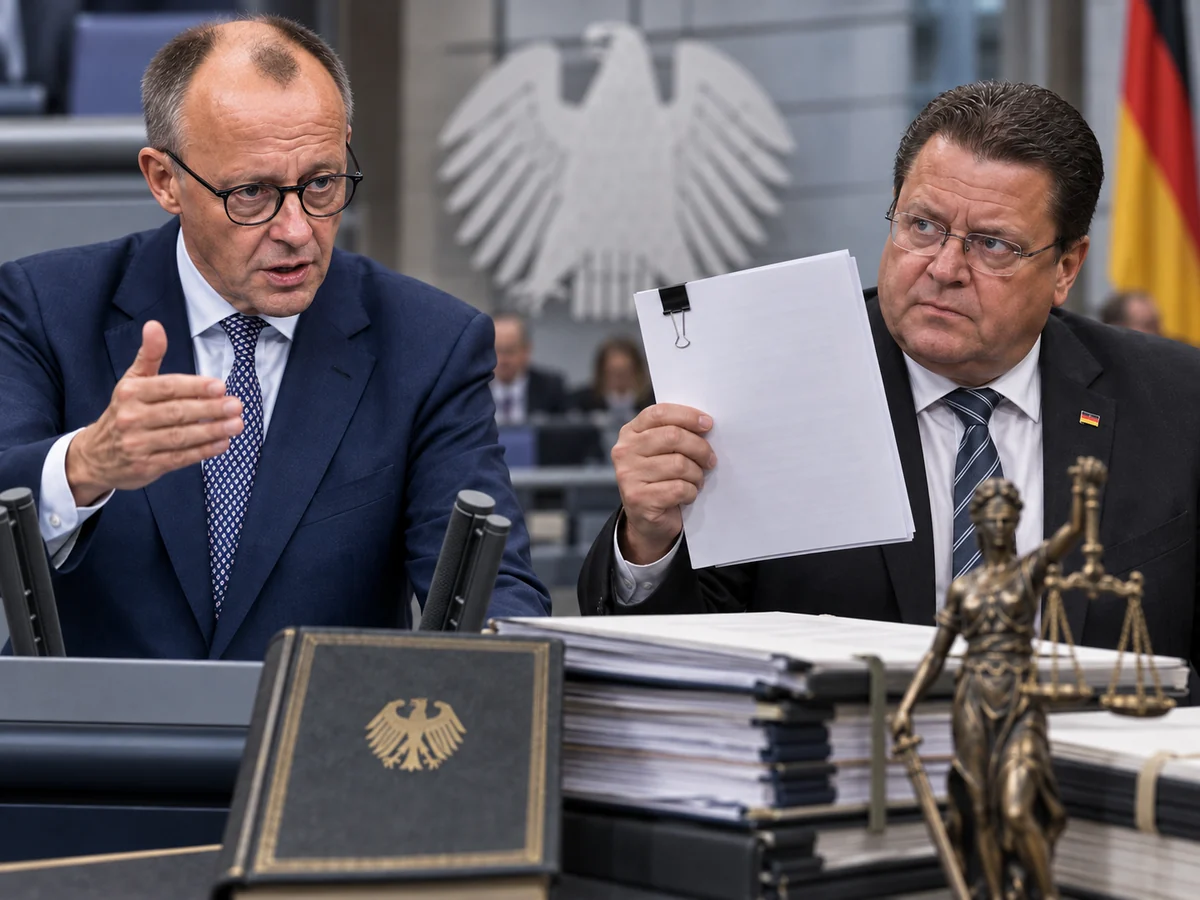 Redaktionelle Illustration zu Friedrich Merz, Stephan Brandner, Strafanzeige und Artikel 46 GG