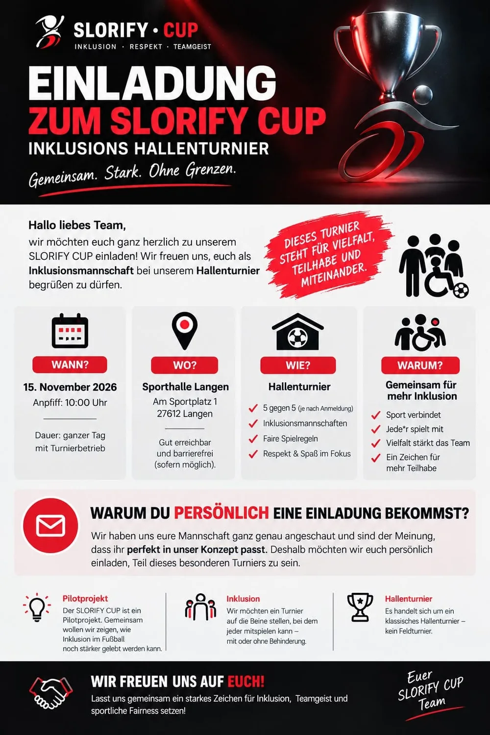 Einladung zum Slorify Cup am 15. November 2026 in der Sporthalle Langen