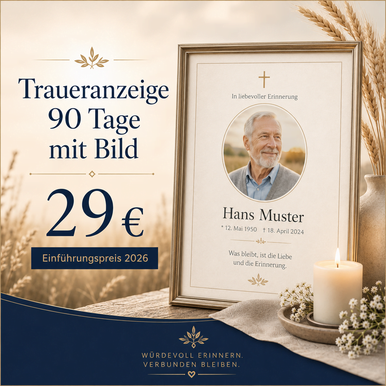 Paketbild Traueranzeige 90 Tage mit Bild der Braker Zeitung für 29 Euro